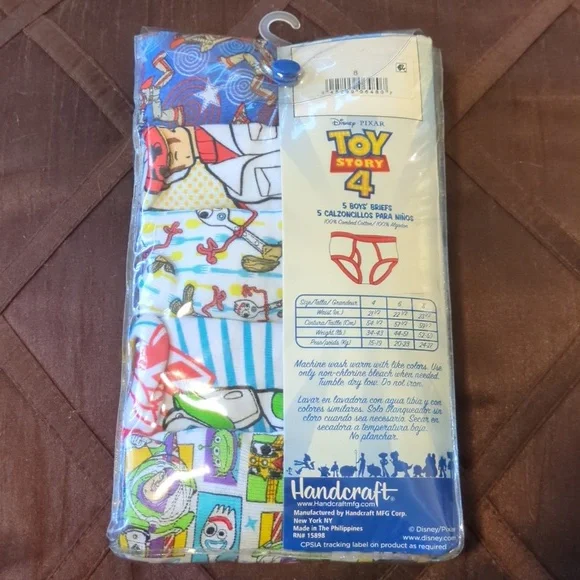 Toy Story 4 Boys 100% Cotton Briefs - Size 8 (5-Pack) - New in Package - Picture 2 of 7